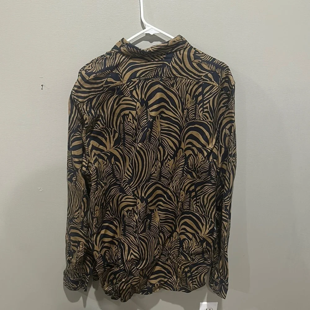 NEW Banana Republic Black and Tan Patterned Shirt size L Tall